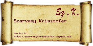 Szarvasy Krisztofer névjegykártya